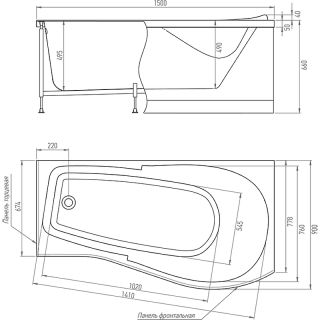 Акриловая ванна Timo Vino VINO1590R 150x90 см